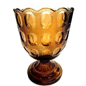 Vintage E O BRODY Co Brown Thumbprint Footed Compote 1980's #4200 Cleveland OH